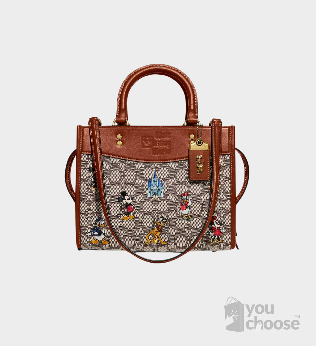 Disney X Coach Rogue 25 In Signature Textile Jacquard With Mickey Mouse And Friends Embroidery - Image 1