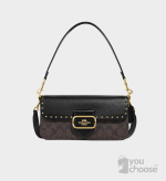 Morgan Shoulder Bag In Colorblock Signature Canvas With Rivets