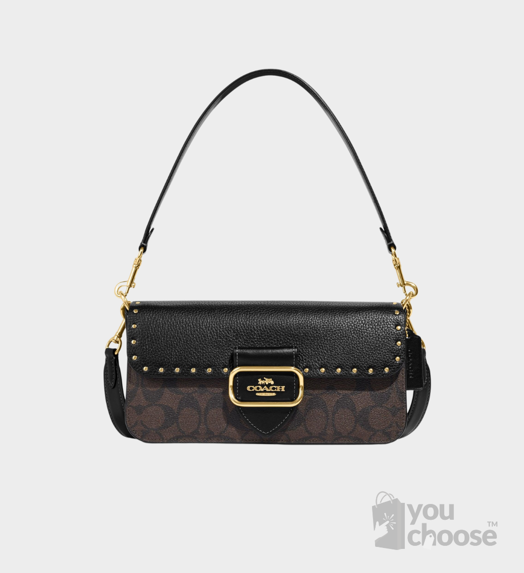 Morgan Shoulder Bag In Colorblock Signature Canvas With Rivets - Image 1