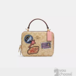 Disney X Coach Box Crossbody In Signature Canvas With Patches c1434