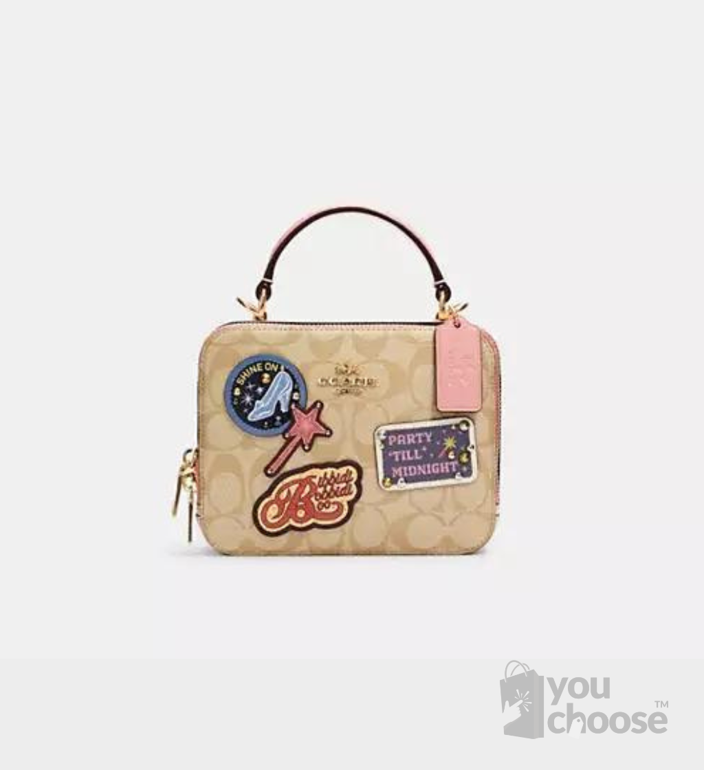 Disney X Coach Box Crossbody In Signature Canvas With Patches c1434 - Image 1