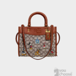 Disney X Coach Rogue 25 In Signature Textile Jacquard With Mickey Mouse And Friends Embroidery