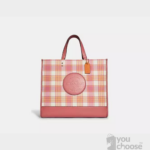 Dempsey Tote Bag 40 With Garden Plaid Print And Coach Patch c8198